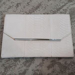 4/$20 BCBG White Snake Print Clutch